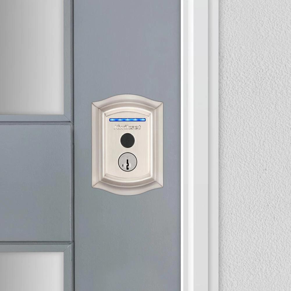 Halo Touch Satin Nickel Traditional Fingerprint Wi-Fi Electronic Smart Lock Deadbolt Featuring SmartKey Security