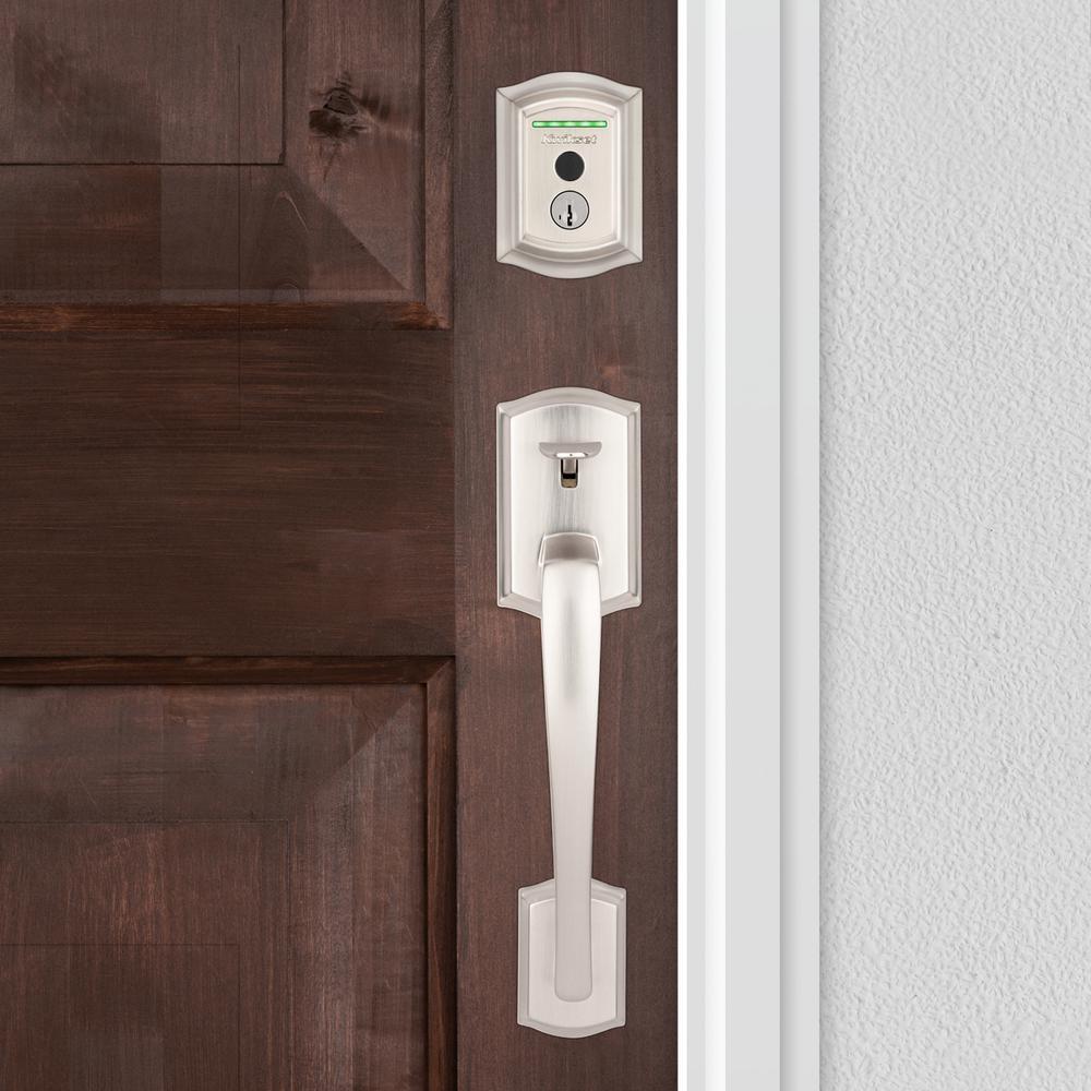 Halo Touch Satin Nickel Traditional Fingerprint Wi-Fi Electronic Smart Lock Deadbolt Featuring SmartKey Security