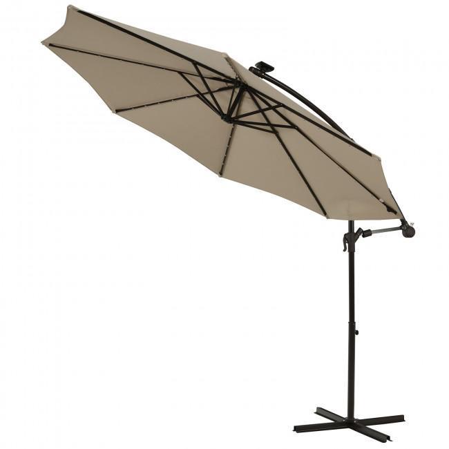 10 Ft Solar LED Offset Umbrella with 40 Lights and Cross