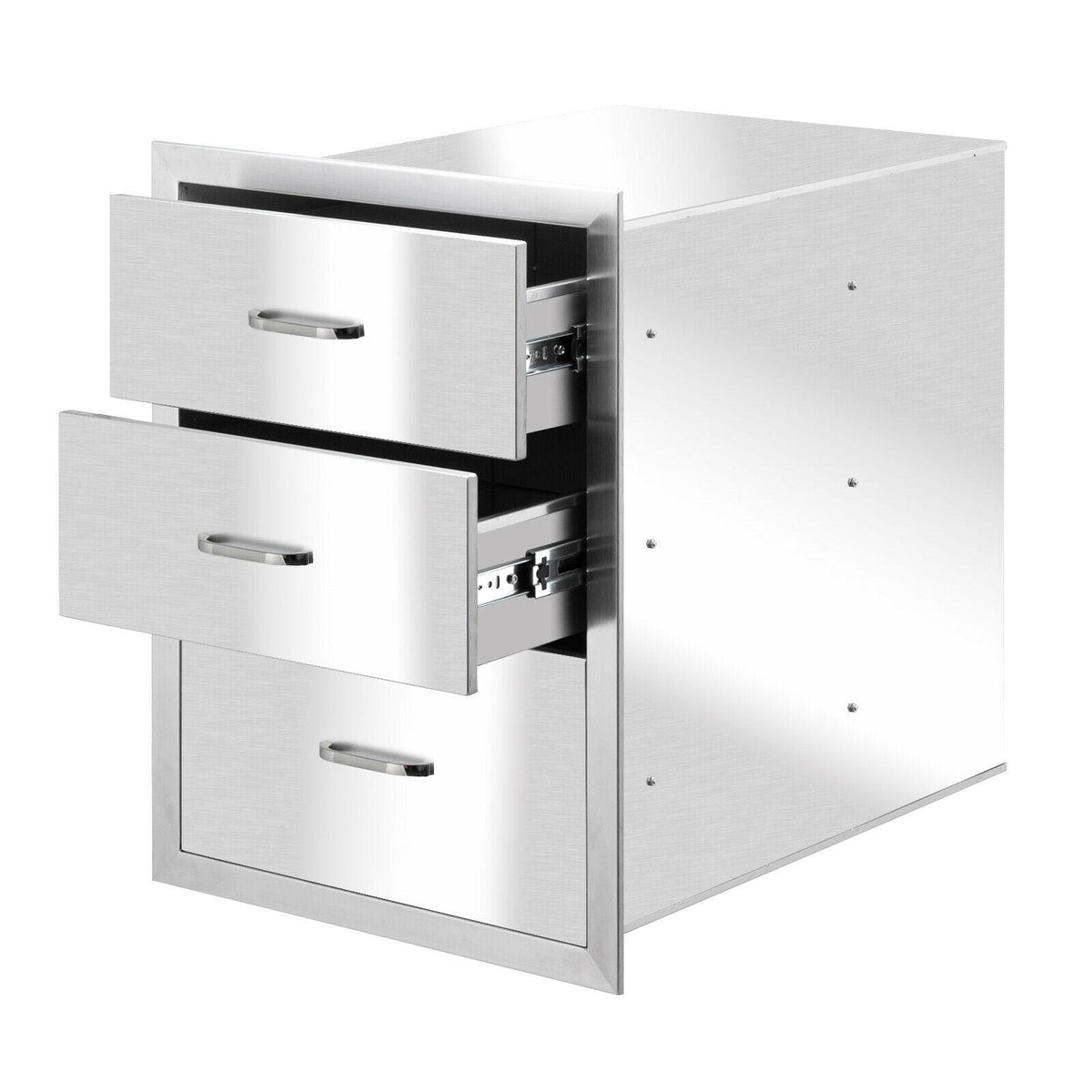 Stainless Steel BBQ Drawers Triple Storage Drawer for BBQ Patio Grill Station US