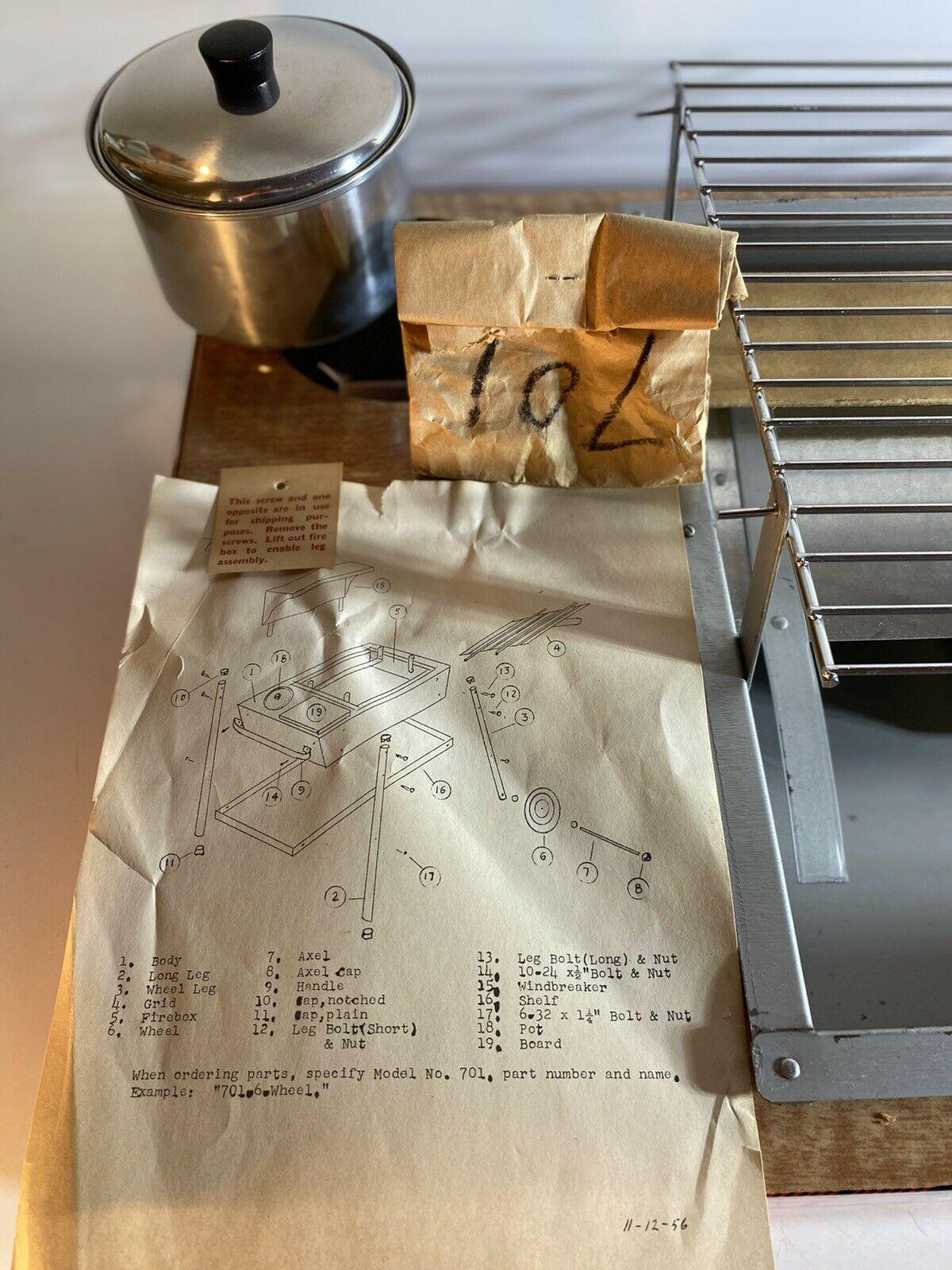 NOS/Rare~Never Used~Vintage~Mid-Century~ Kamkap Kook-out BBQ grill/Stove 1956!