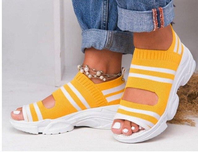Fashion Women Summer Open Toe Flying Woven Beach Sandals