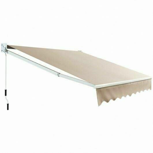 Durable 8FTx 6.5FT Retractable Aluminum Patio Sun Awning-Beige