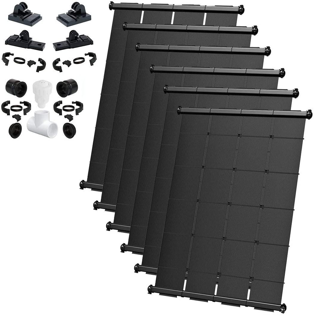 SolarPoolSupply Industrial Grade DIY Solar Pool Heating System Kit - Lifetime Limited Warranty - Strapless Mounting Design [6-4x10.5/252 Square Foot Coverage]