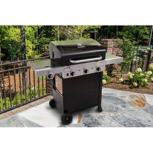 BBQ Grill Gas Barbecue Outdoor Infrared 3-Burner Propane Black Patio Side Burner