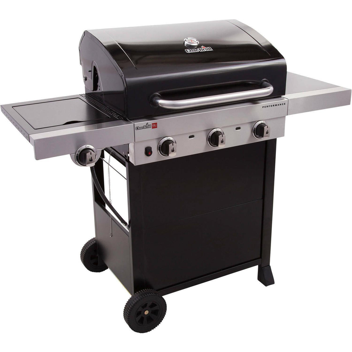 BBQ Grill Gas Barbecue Outdoor Infrared 3-Burner Propane Black Patio Side Burner