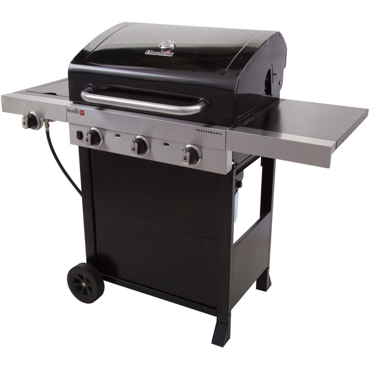 BBQ Grill Gas Barbecue Outdoor Infrared 3-Burner Propane Black Patio Side Burner