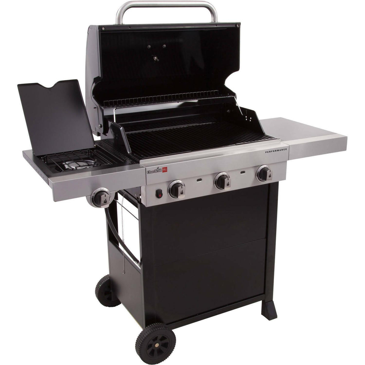 BBQ Grill Gas Barbecue Outdoor Infrared 3-Burner Propane Black Patio Side Burner