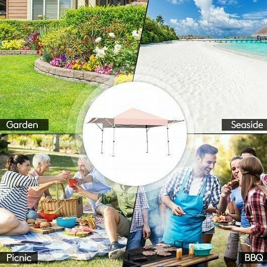 17 Feet x 10 Feet Foldable Pop Up Canopy with Adjustable Instant Sun Shelter-Pi