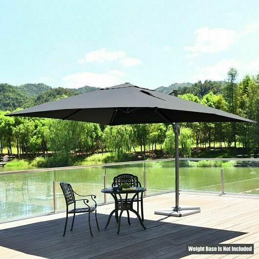 10x13ft Rectangular Cantilever Umbrella with 360 Rotation Function-Gray - Color