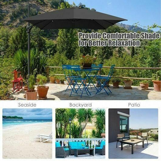 10x13ft Rectangular Cantilever Umbrella with 360 Rotation Function-Gray - Color