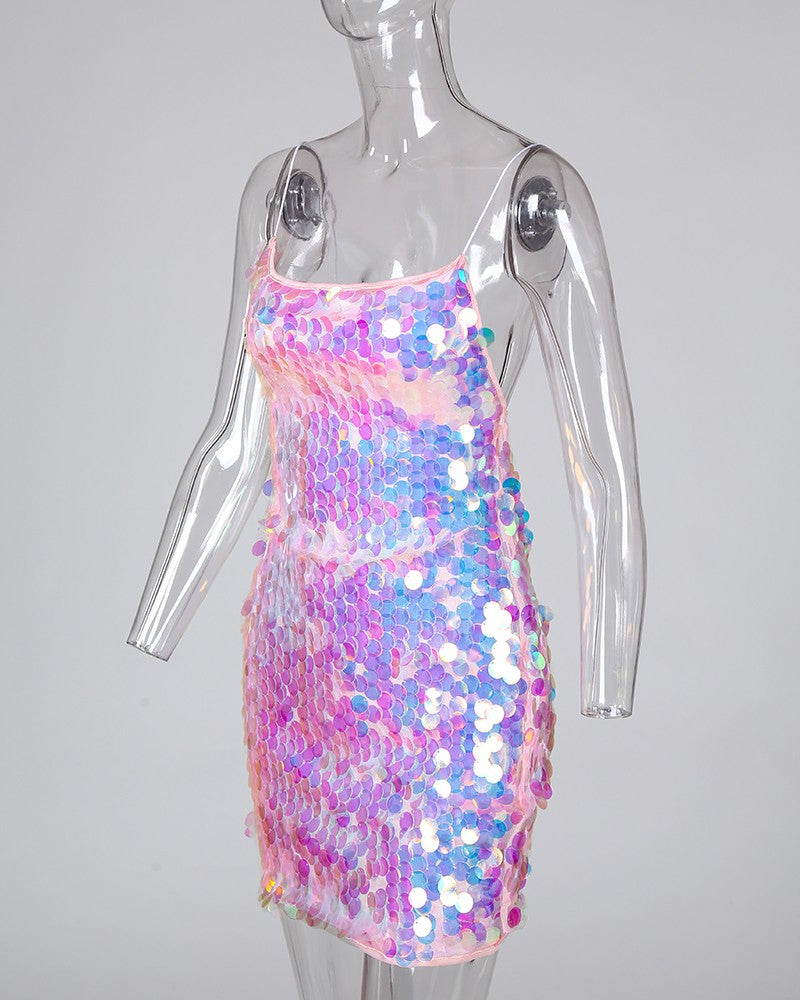 Sequins Spaghetti Strap Bodycon Dress