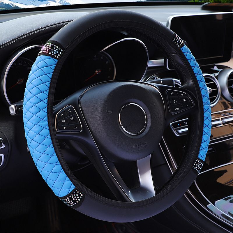 Bling Soft Faux Leather Car Steering Wheel Cover Non-Slip Heat And Cold Protector