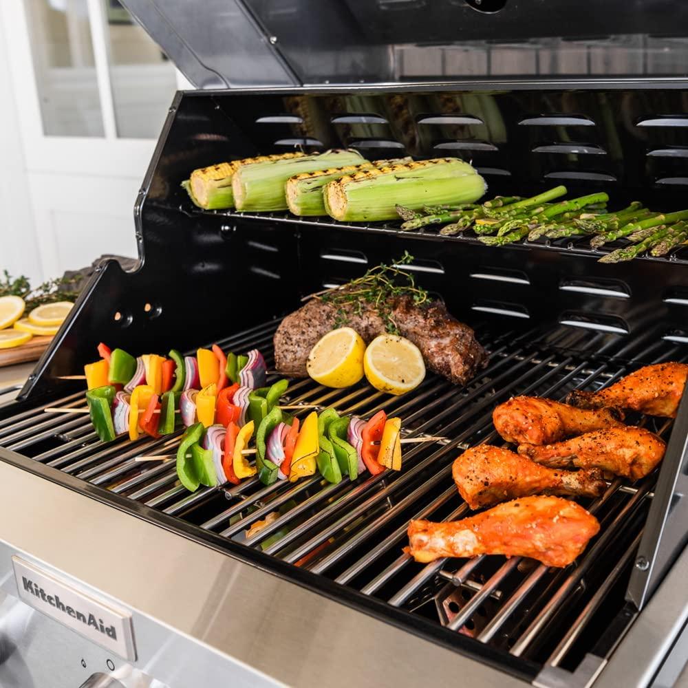 KitchenAid 3-Burner 48,000 BTU Propane Gas Grill w/ Side-Burner, Red