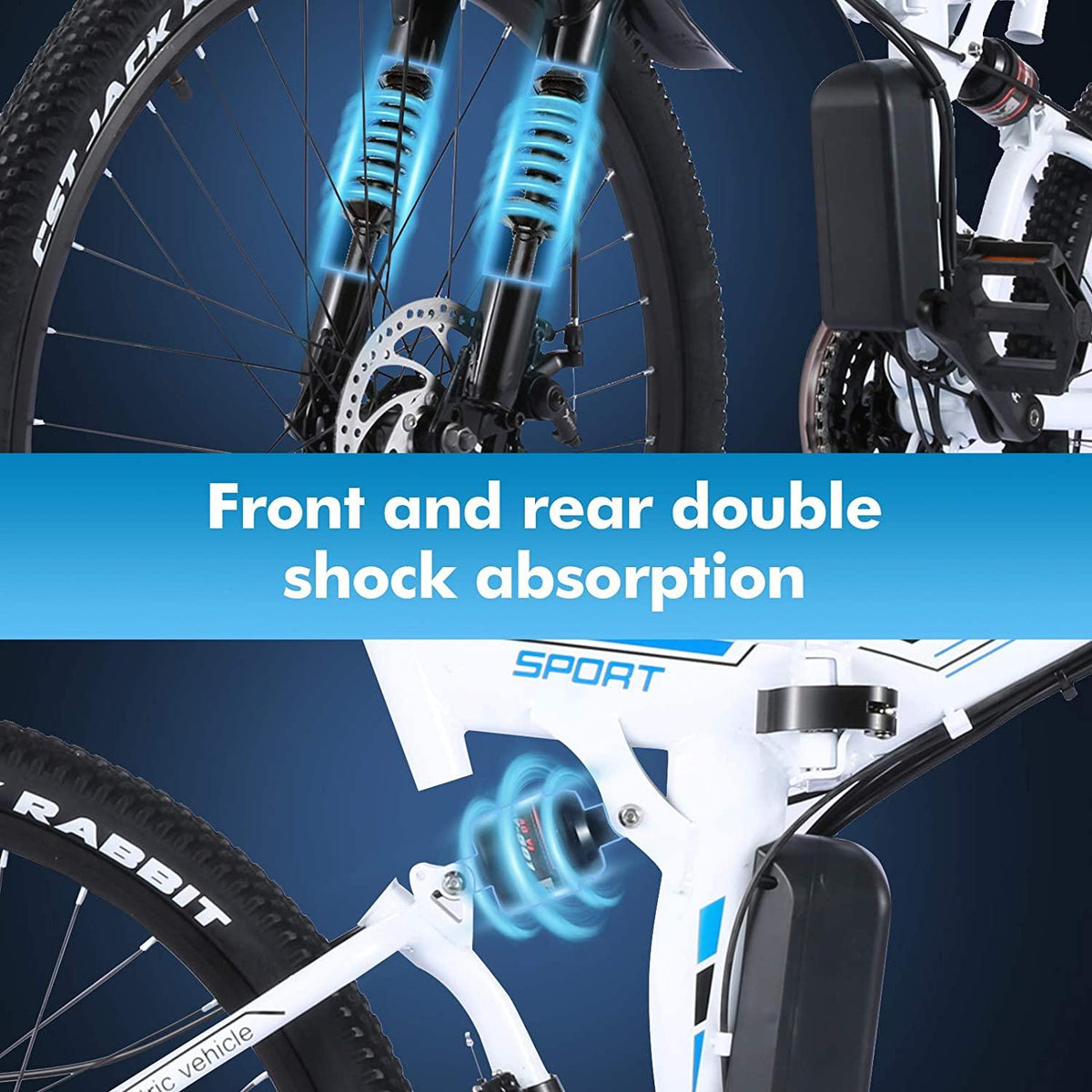 Electric Bike for Adults, VIVI Folding Electric Mountain Bicycle Adults 26 inch E-Bike 350W Motor Professional Shimano 21 Speed Gears with Removable36V 8Ah Lithium-Ion Battery