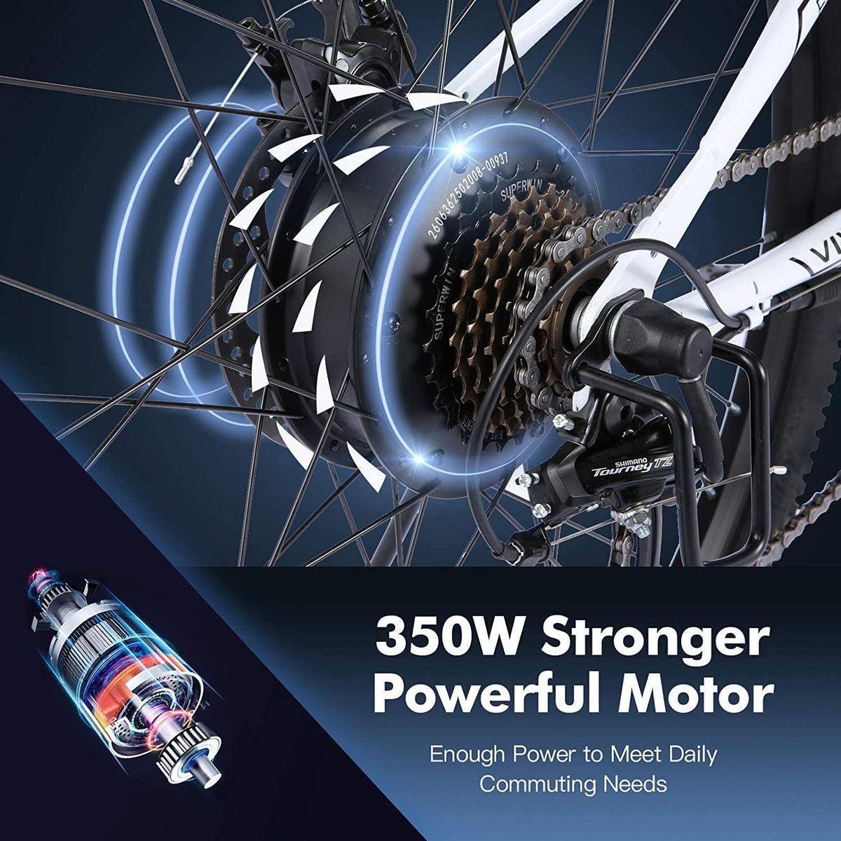 Electric Bike for Adults, VIVI Folding Electric Mountain Bicycle Adults 26 inch E-Bike 350W Motor Professional Shimano 21 Speed Gears with Removable36V 8Ah Lithium-Ion Battery