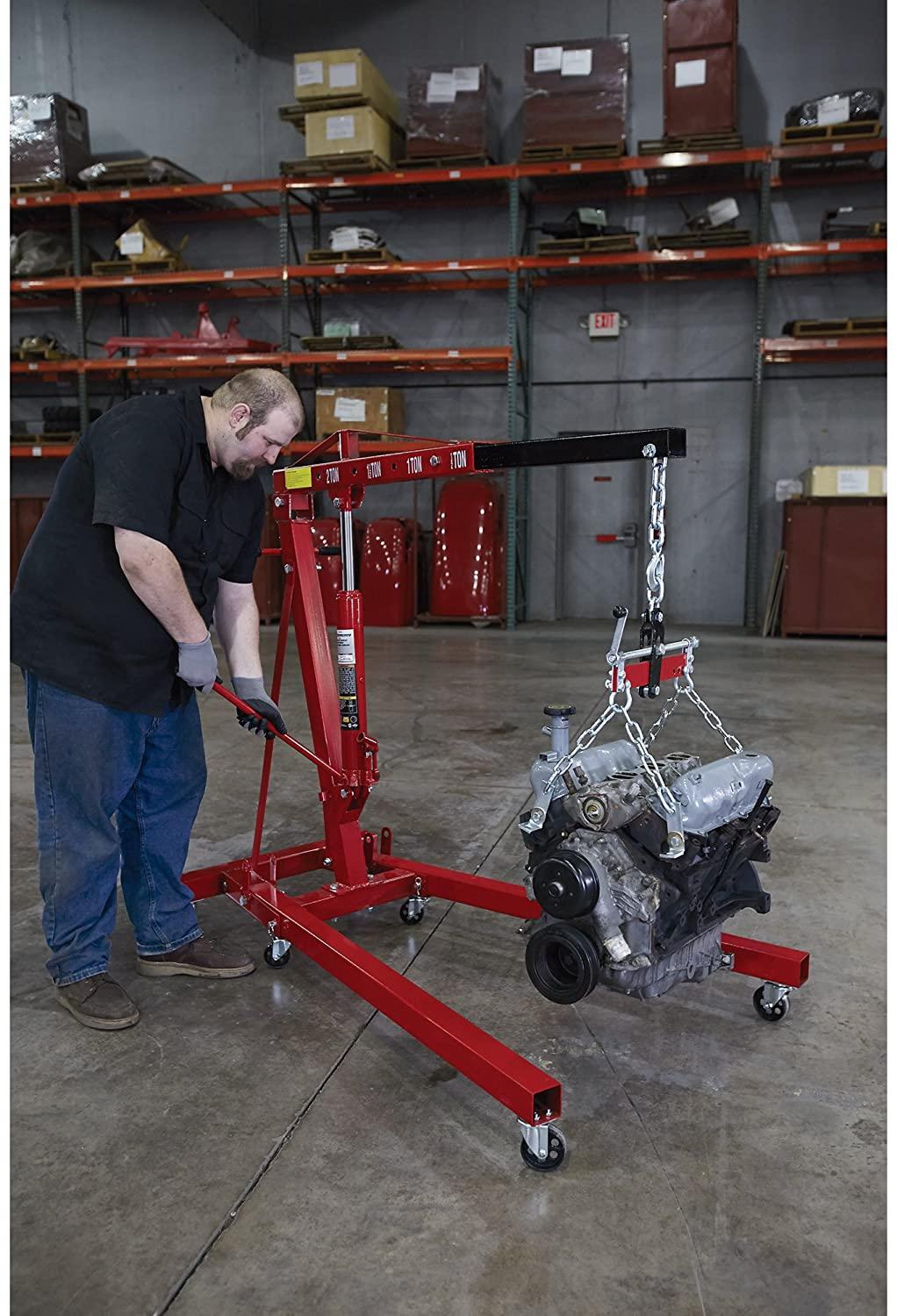 Strongway Hydraulic Engine Hoist with Load Leveler - 2-Ton Capacity, 1in.-82 5/8in. Lift Range
