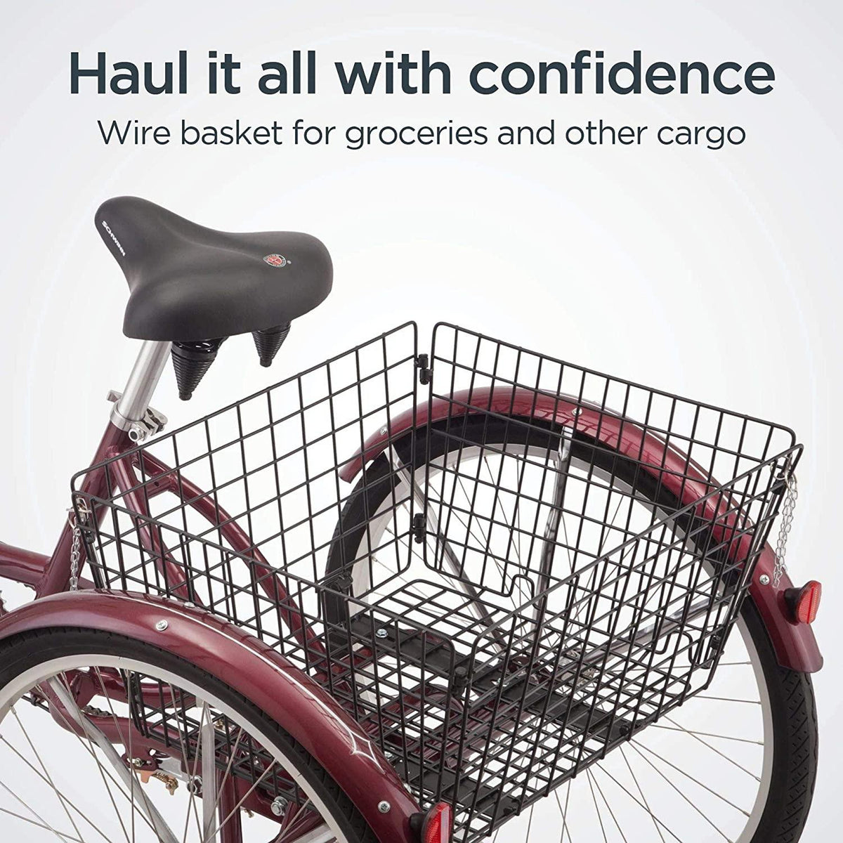 Schwinn Meridian Adult Trike, Three Wheel Cruiser Bike, Multiple Speeds, 26-Inch Wheels, Cargo Basket, Multiple Colors