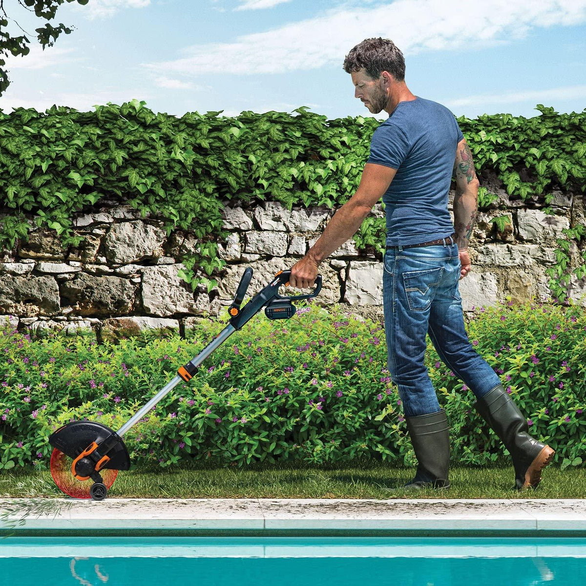 WORX Wg180 40 Volt GT3.0 Trimmer with Battery and Charger Included Cordless Grass Trimer, Orange and Black