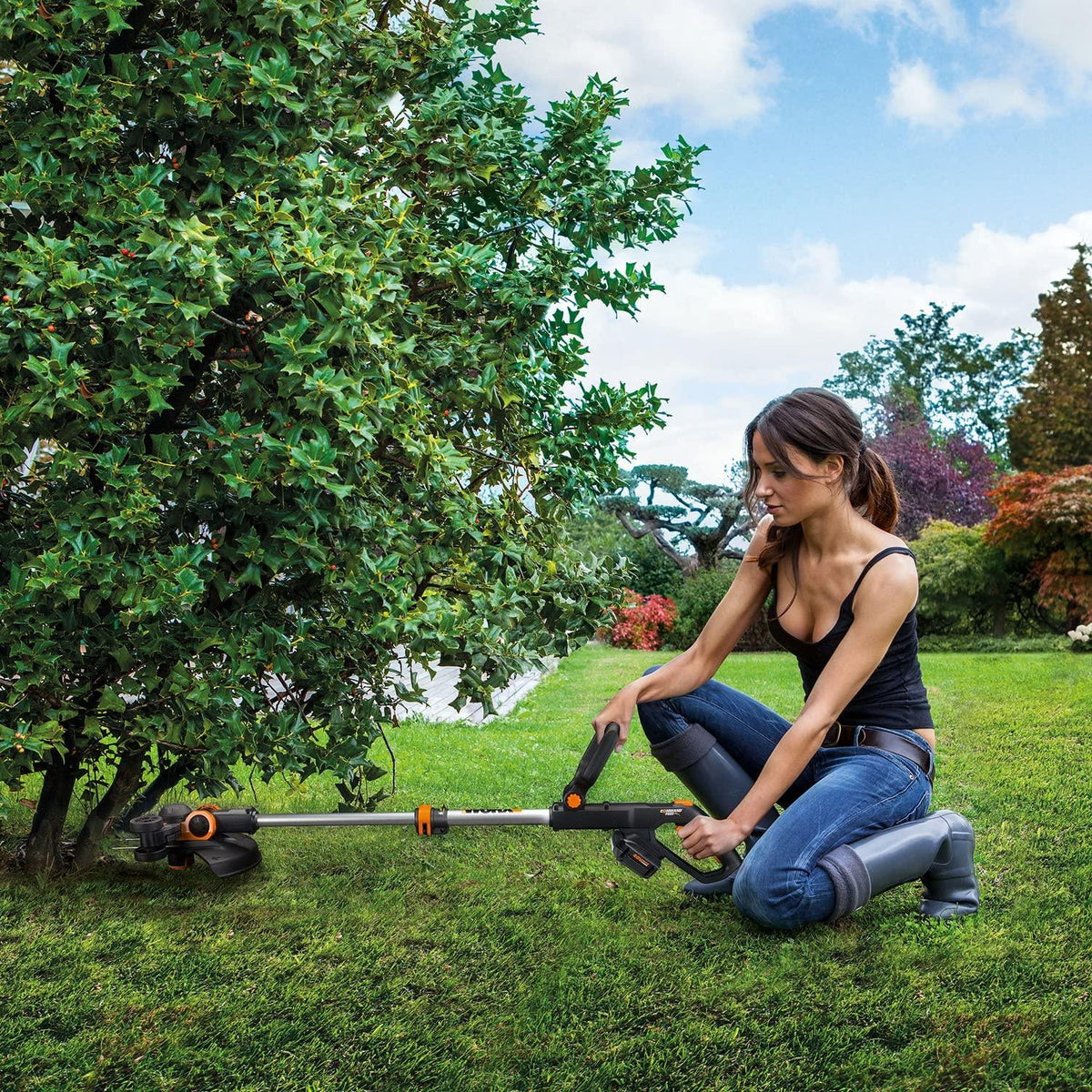 WORX Wg180 40 Volt GT3.0 Trimmer with Battery and Charger Included Cordless Grass Trimer, Orange and Black