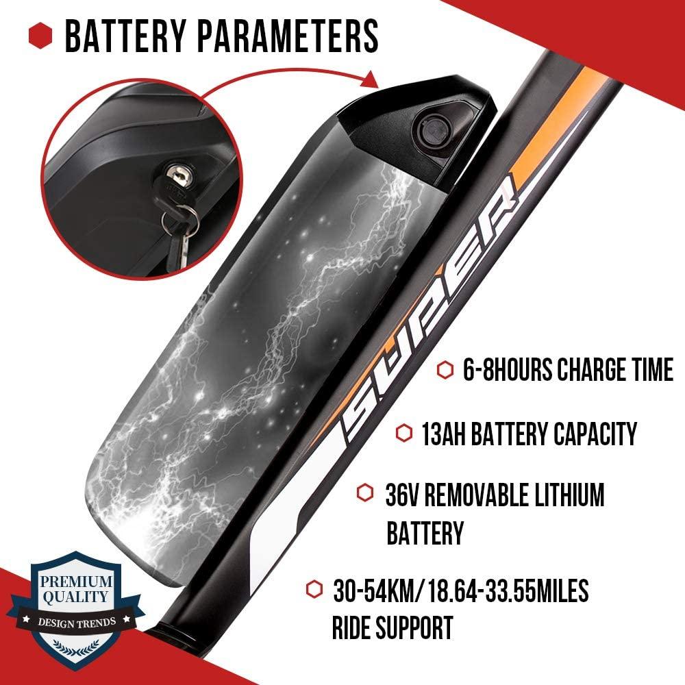 ECOTRIC 26” Fat Tire Electric Bicycle Powerful Mountain Bike 500W Motor 36V/13AH Removable Lithium Battery Ebike Beach Snow Shock Absorption