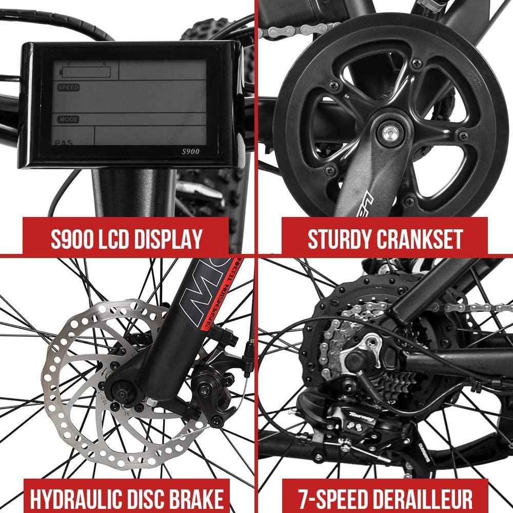 ECOTRIC 26” Fat Tire Electric Bicycle Powerful Mountain Bike 500W Motor 36V/13AH Removable Lithium Battery Ebike Beach Snow Shock Absorption