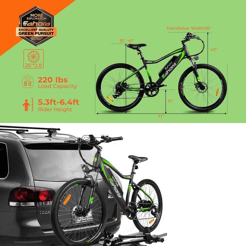 eAhora XC100 26'' Electric Bike 20 MPH Electric Bikes for Adults 350W Mountain Bike 48V 10.4Ah Ebike Removable Battery, E-PAS Recharge System, Shimano 7 Speed Gears