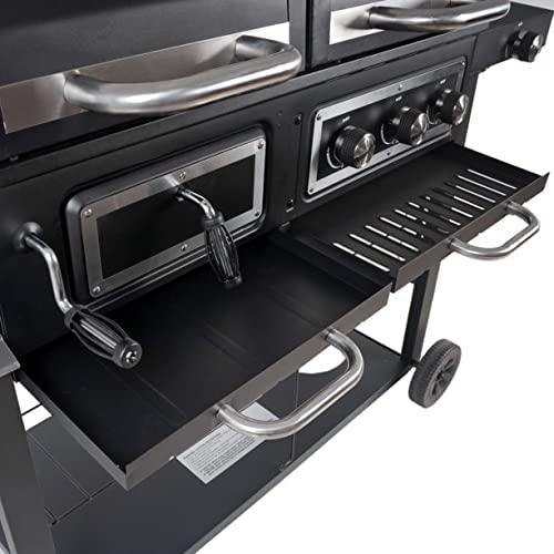Dual Fuel Gas & Charcoal Combo Grill, Black with Stainless, Stainless Steel (GBC1793W)