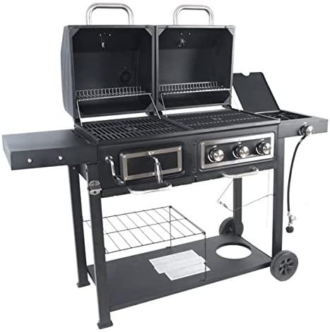 Dual Fuel Gas & Charcoal Combo Grill, Black with Stainless, Stainless Steel (GBC1793W)