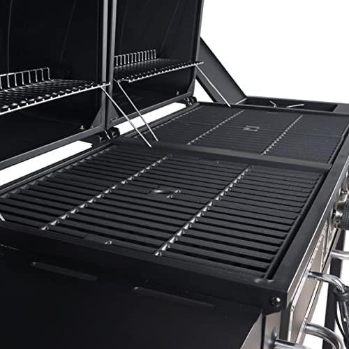 Dual Fuel Gas & Charcoal Combo Grill, Black with Stainless, Stainless Steel (GBC1793W)
