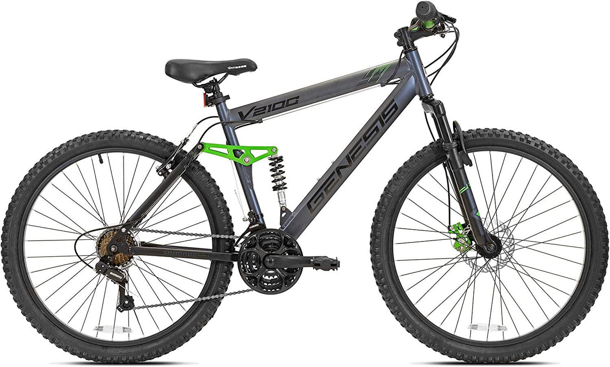 Genesis V2100 Men's Dual Suspension Mountain Bike, Slate Gray