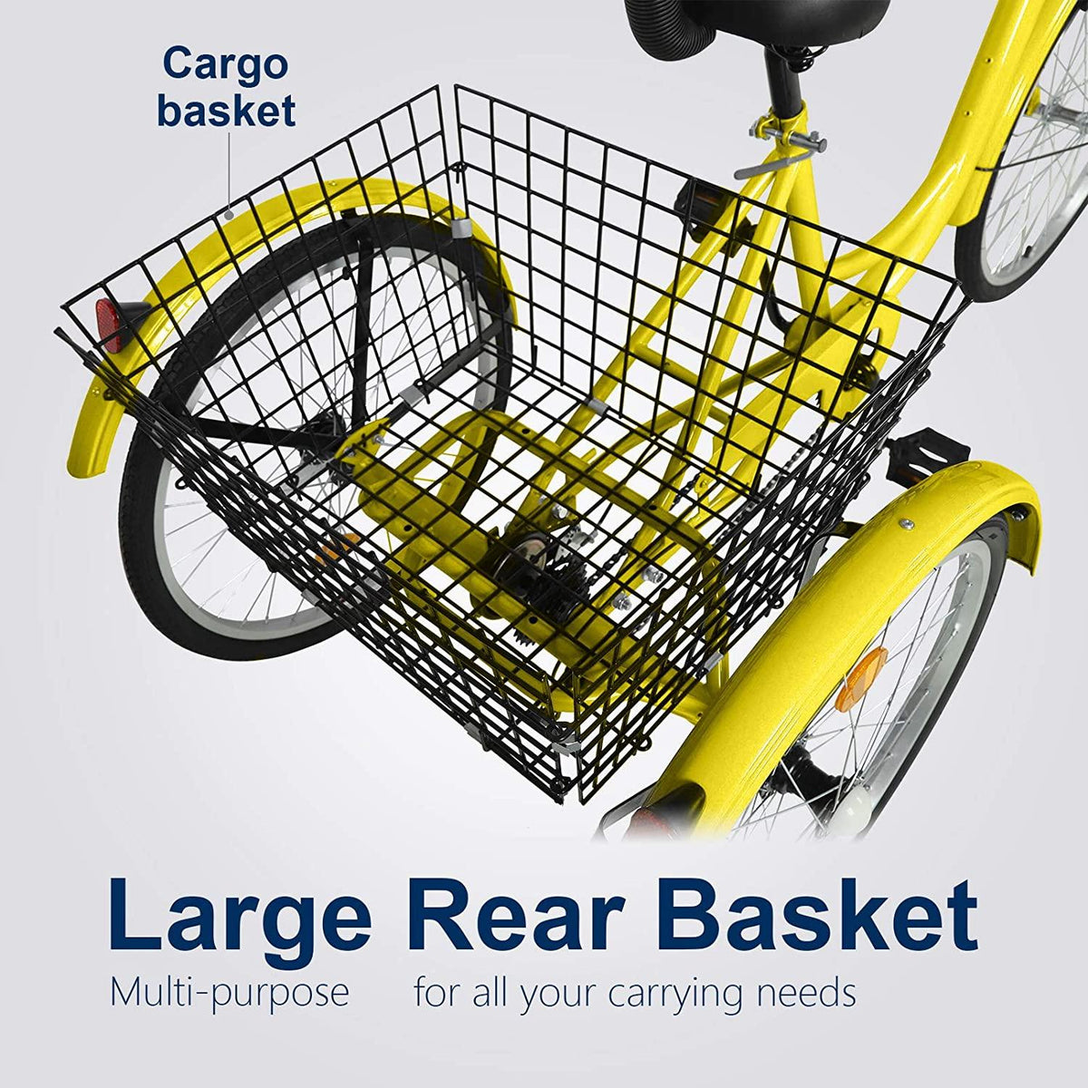 Ey Adult Tricycle, 3 Wheel Bike Adult, Three Wheel Cruiser Bike 24 26 inch Wheels, 7 Speed, Adjustable Seat and Handlebar, Multiple Colors