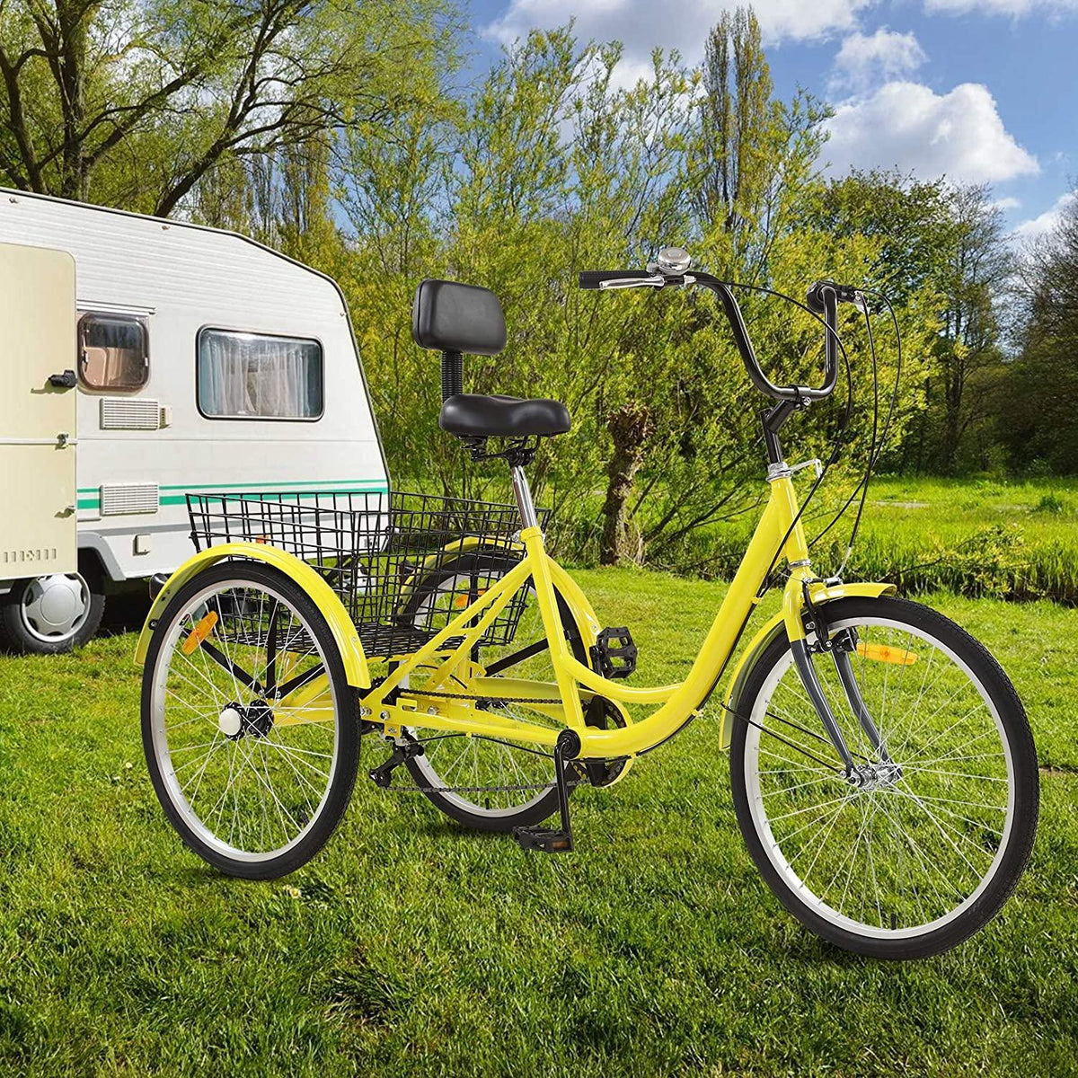 Ey Adult Tricycle, 3 Wheel Bike Adult, Three Wheel Cruiser Bike 24 26 inch Wheels, 7 Speed, Adjustable Seat and Handlebar, Multiple Colors