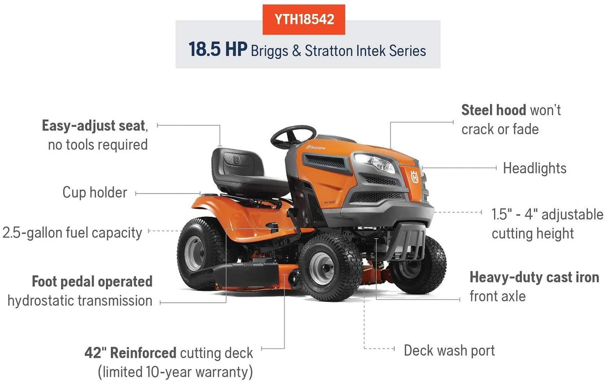 Husqvarna YTH18542 42 in 18.5 HP Briggs & Stratton Hydrostatic Riding Mower