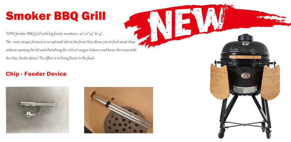 YNNI KAMADO Sizes 13" to 25.2" 13 Colours with Chip Feeder Option Ceramic BBQ