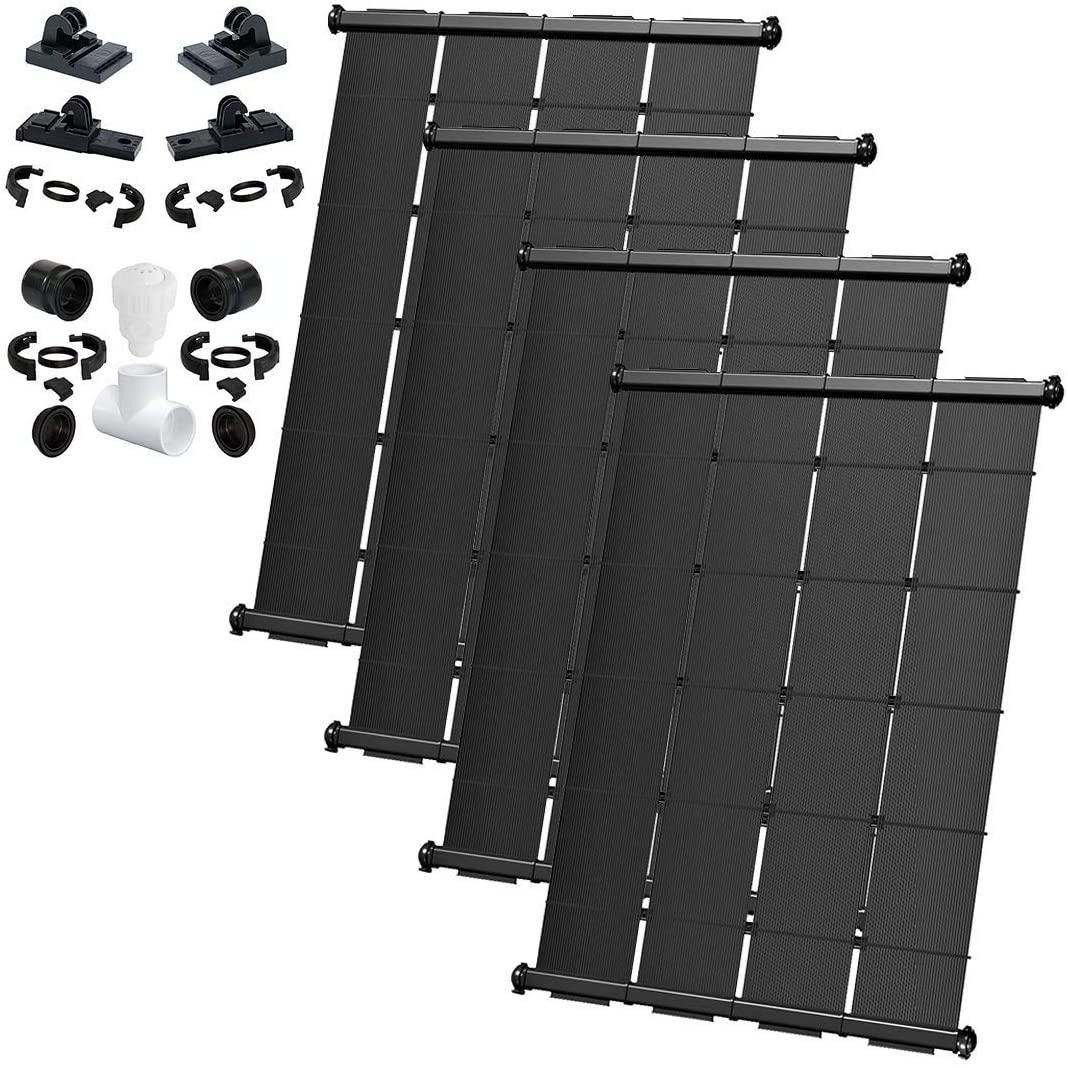 SolarPoolSupply Industrial Grade DIY Solar Pool Heating System Kit - Lifetime Limited Warranty - Strapless Mounting Design [4-4x12.5/200 Square Foot Coverage]