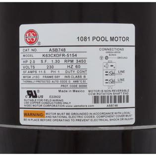 Motor Corp Motor, , 2 Hp 230v SQFL
