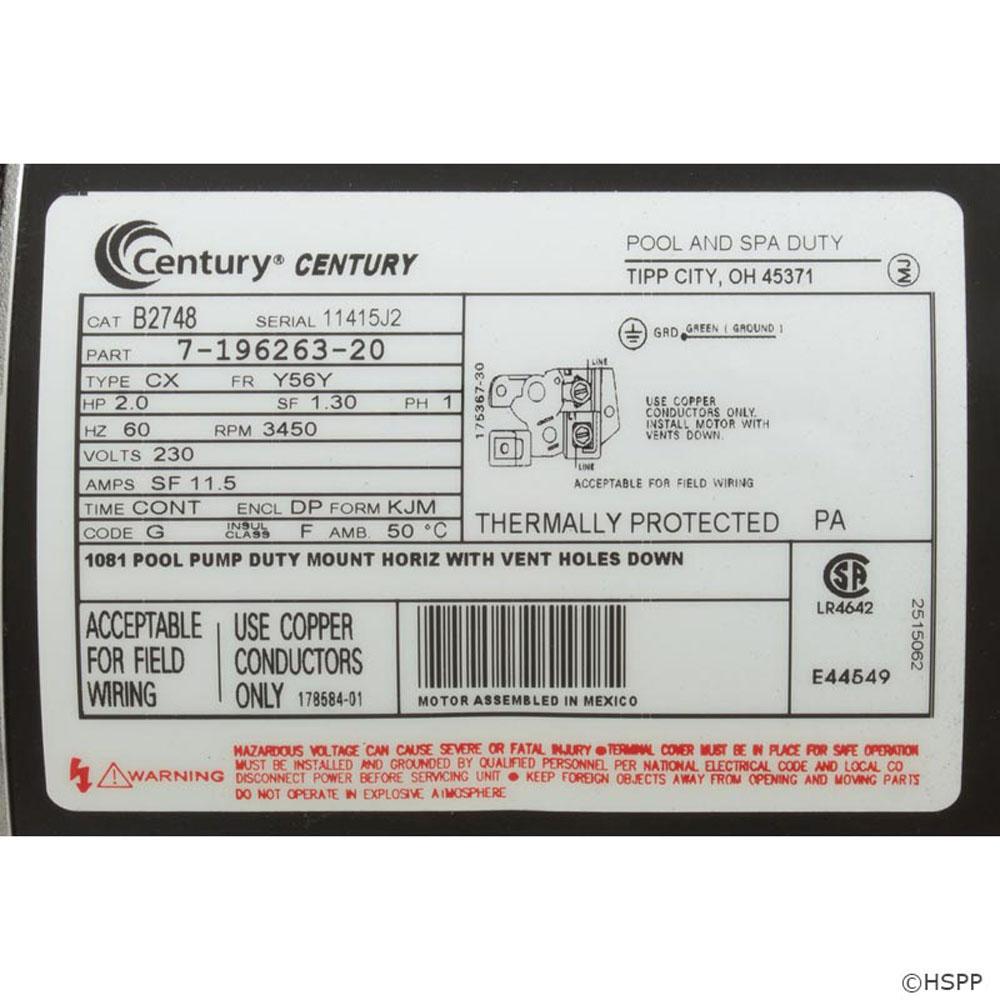 Motor Corp Motor, , 2 Hp 230v SQFL
