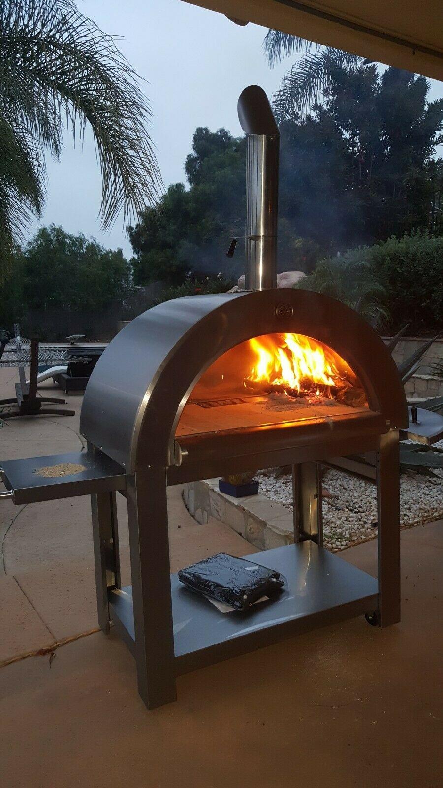 New XL Size Wood Fired Outdoor Stainless Steel Pizza Oven BBQ Grill 44" Wide!