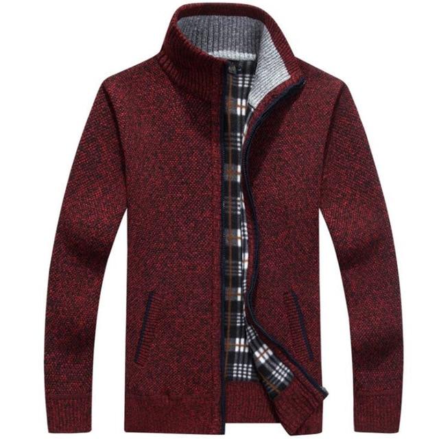 New Autumn Winter Men Warm Cashmere Casual Wool Zipper Slim Fit Fleece Jacket