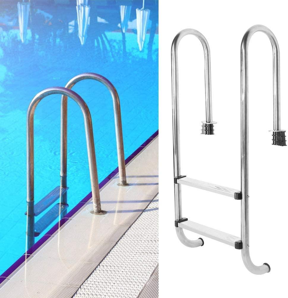 Steel Frame Above Ground Swimming Pool Ladder,Pool Ladder Stainless Steel Anti Slip Anti Corrosion Swimming Pool Ladder with Two Step Pedal Rust-Proof Metal Frame Suitable