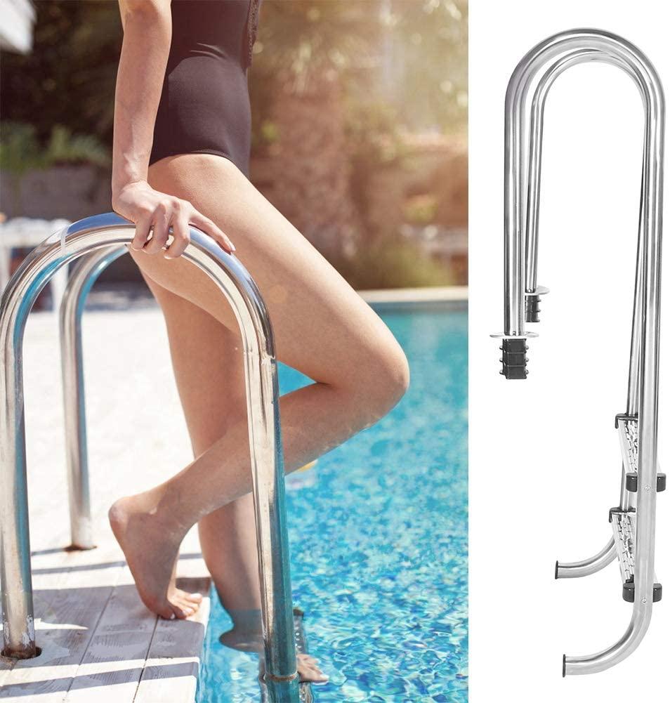 Steel Frame Above Ground Swimming Pool Ladder,Pool Ladder Stainless Steel Anti Slip Anti Corrosion Swimming Pool Ladder with Two Step Pedal Rust-Proof Metal Frame Suitable