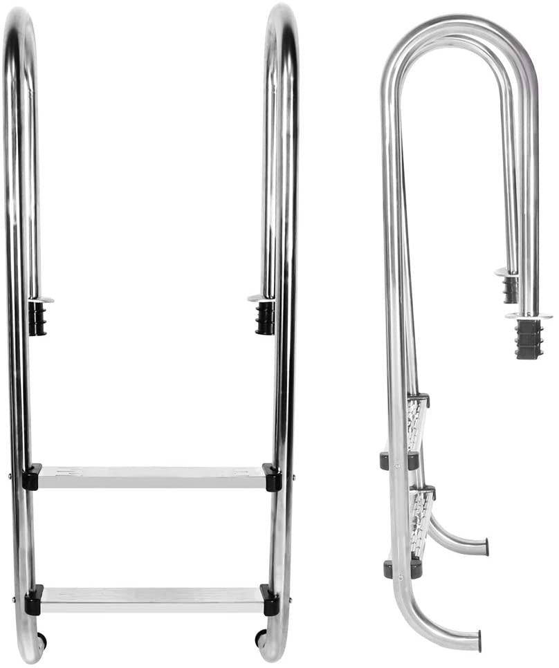 Steel Frame Above Ground Swimming Pool Ladder,Pool Ladder Stainless Steel Anti Slip Anti Corrosion Swimming Pool Ladder with Two Step Pedal Rust-Proof Metal Frame Suitable