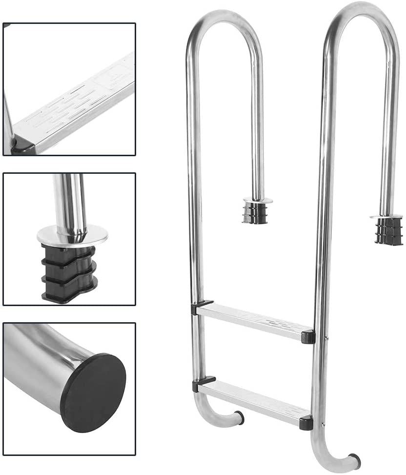 Steel Frame Above Ground Swimming Pool Ladder,Pool Ladder Stainless Steel Anti Slip Anti Corrosion Swimming Pool Ladder with Two Step Pedal Rust-Proof Metal Frame Suitable