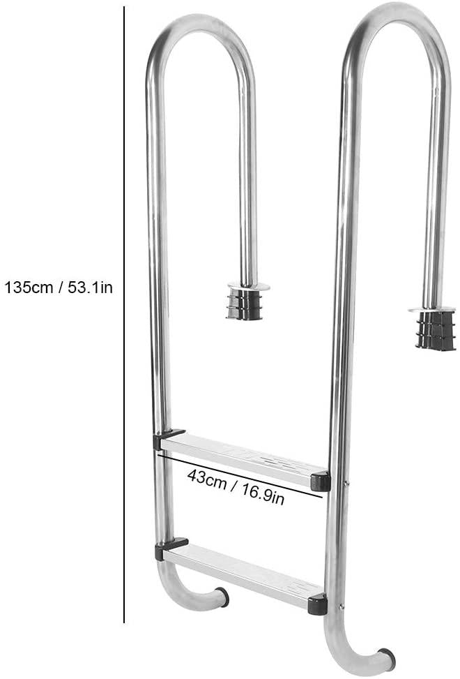 Steel Frame Above Ground Swimming Pool Ladder,Pool Ladder Stainless Steel Anti Slip Anti Corrosion Swimming Pool Ladder with Two Step Pedal Rust-Proof Metal Frame Suitable