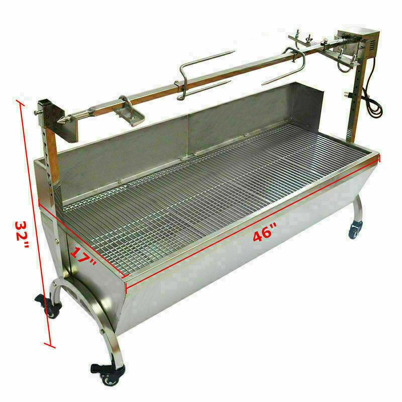 USA Large BBQ Pig Lamb Spit Roast Rotisserie Skewer Souvla Pigroast Charcoal