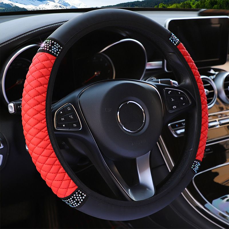 Bling Soft Faux Leather Car Steering Wheel Cover Non-Slip Heat And Cold Protector