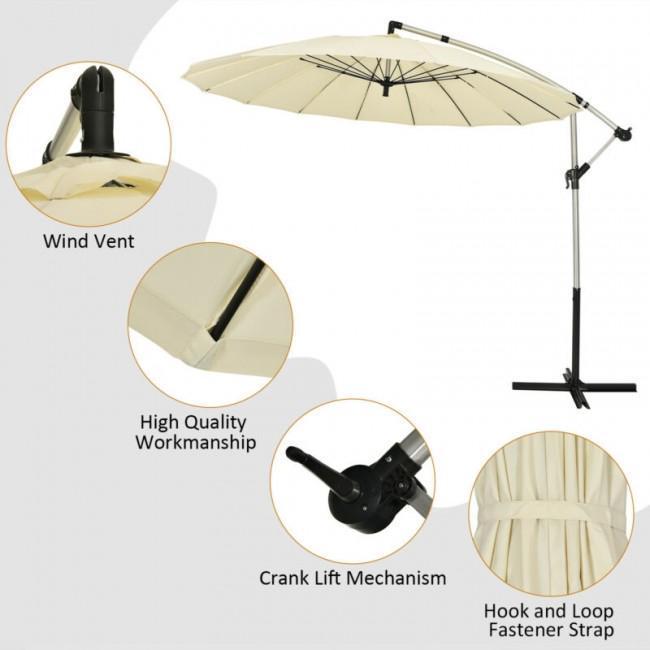 10 Foot Patio Offset Umbrella Market Hanging Umbrella for
