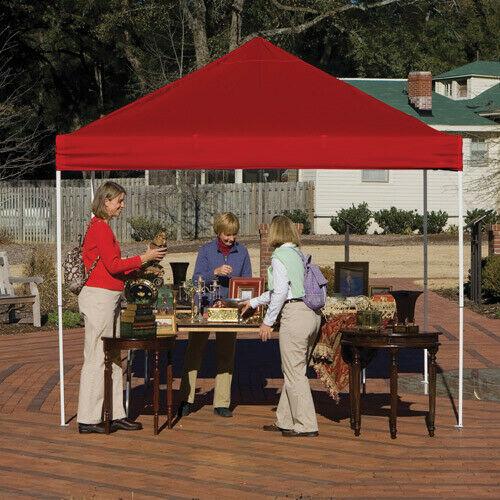10x10 ST Pop-up Canopy  Red Cover  Black Roller Bag