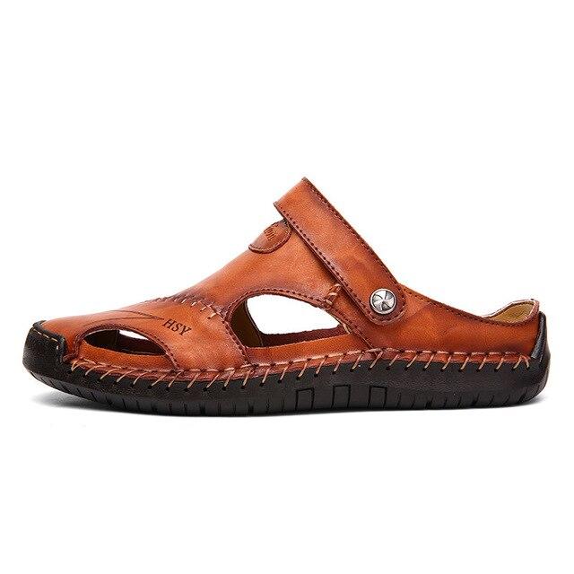 Fashion Men Half Drag Leather Beach Dual-use Sandals
